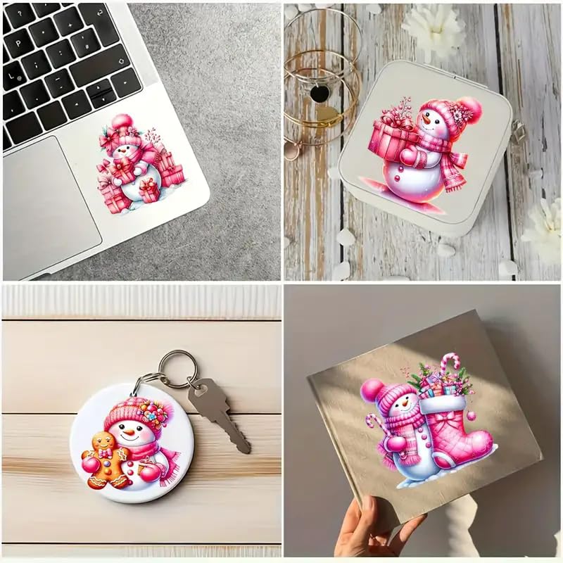 12pcs Christmas Snowman UV DTF Transfer Stickers for Glass Cups & Crafts