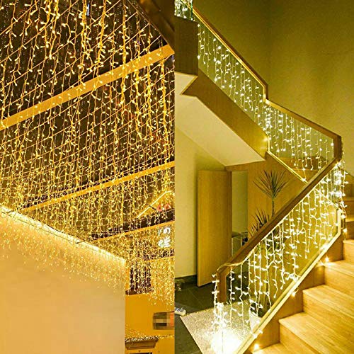 Outdoor Icicle String Lights 13FT Warm White 96 LEDs 8 Modes Festive Decor
