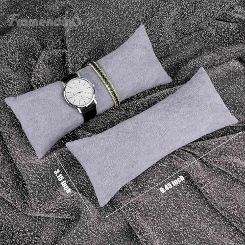Framendino 2 Pack Gray Velvet Long Watch Pillow Cushions