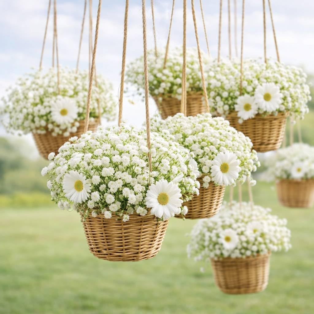 WishToday 200 Pcs Artificial Baby's Breath Flowers Bulk, Real Touch White Gypsophila Fake Flowers with Bendable Stems for Wedding Bouquets, Centerpieces, DIY Crafts, Home Garden Decor