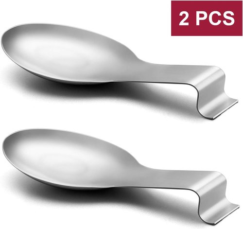 E-far Stainless Steel Spoon Rest Set - Large Kitchen Ladle Holder | Dishwasher Safe, Set of 2