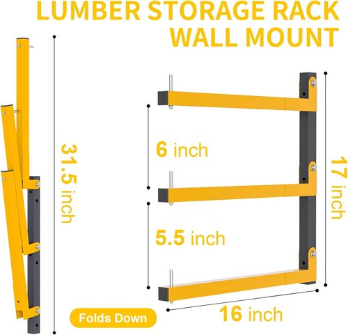 Lumber Storage Rack - Heavy Duty Wall Mount Organizer with 9-Level System | 1080 LB Capacity