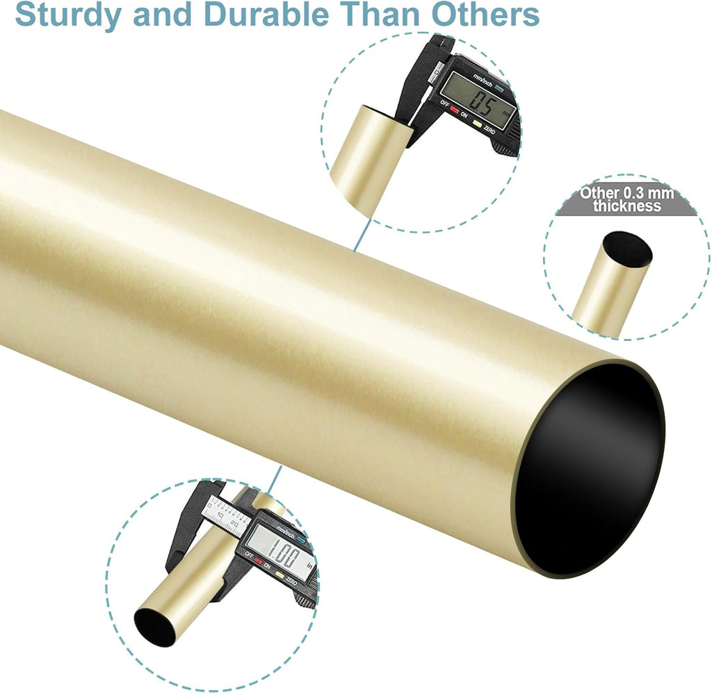 Byondeth Adjustable Curtain Rods - 16 to 200 Inches | 1 Inch Diameter with Warm Gold Aluminium Finials