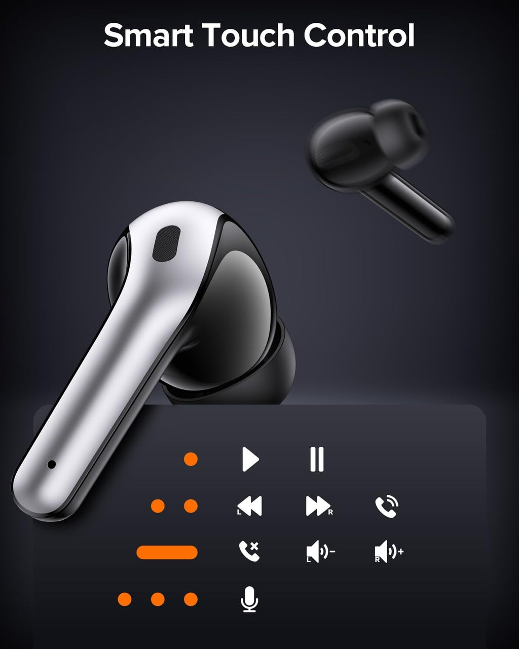 TAGRY Bluetooth Headphones - True Wireless Earbuds with 60H Playback & LED Power Display | IPX5 Waterproof, In-Ear Design for TV & Smartphones