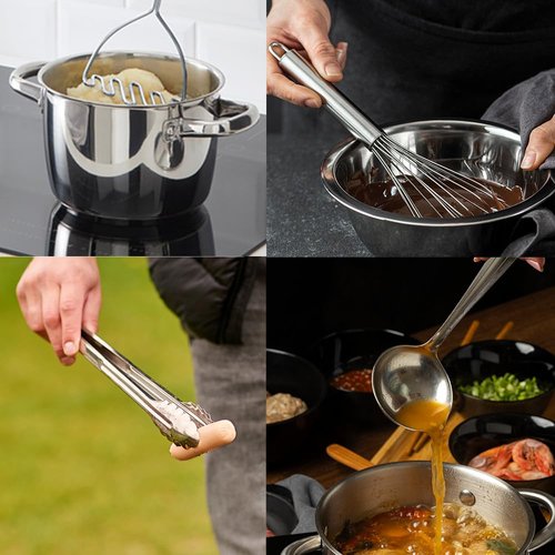 Avador® Premium Set of 10 Stainless Steel (BLACK HOLDER) Kitchen Tool Set with Holder Easy To Clean, Space Saving, Great for Cooking, Baking, Prepping (BLACK)