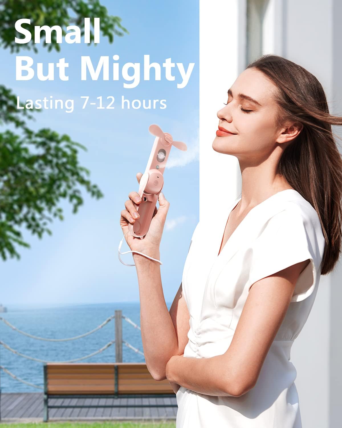 Sweetfull Portable Misting Fan - Rechargeable Handheld Mini Spray Water Mister | Ideal for Travel & Outdoors (Pink)