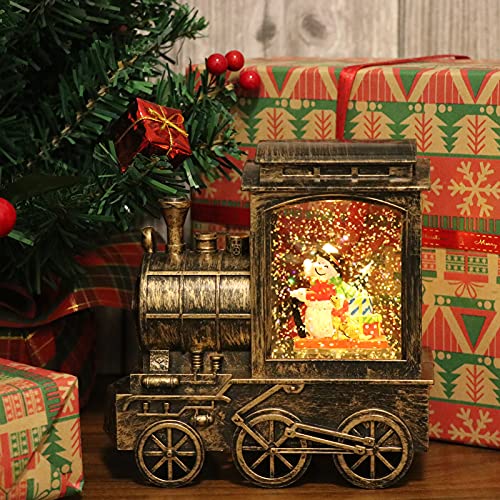 Train Snow Globe Lighted Christmas Snowman Scene with Music & Timer - Wondise