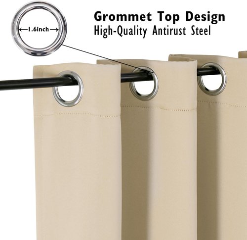 ChrisDowa Blackout Curtains - Thermal Insulated Room Darkening Grommet Panels, 52 x 45 Inch, Biscotti Beige