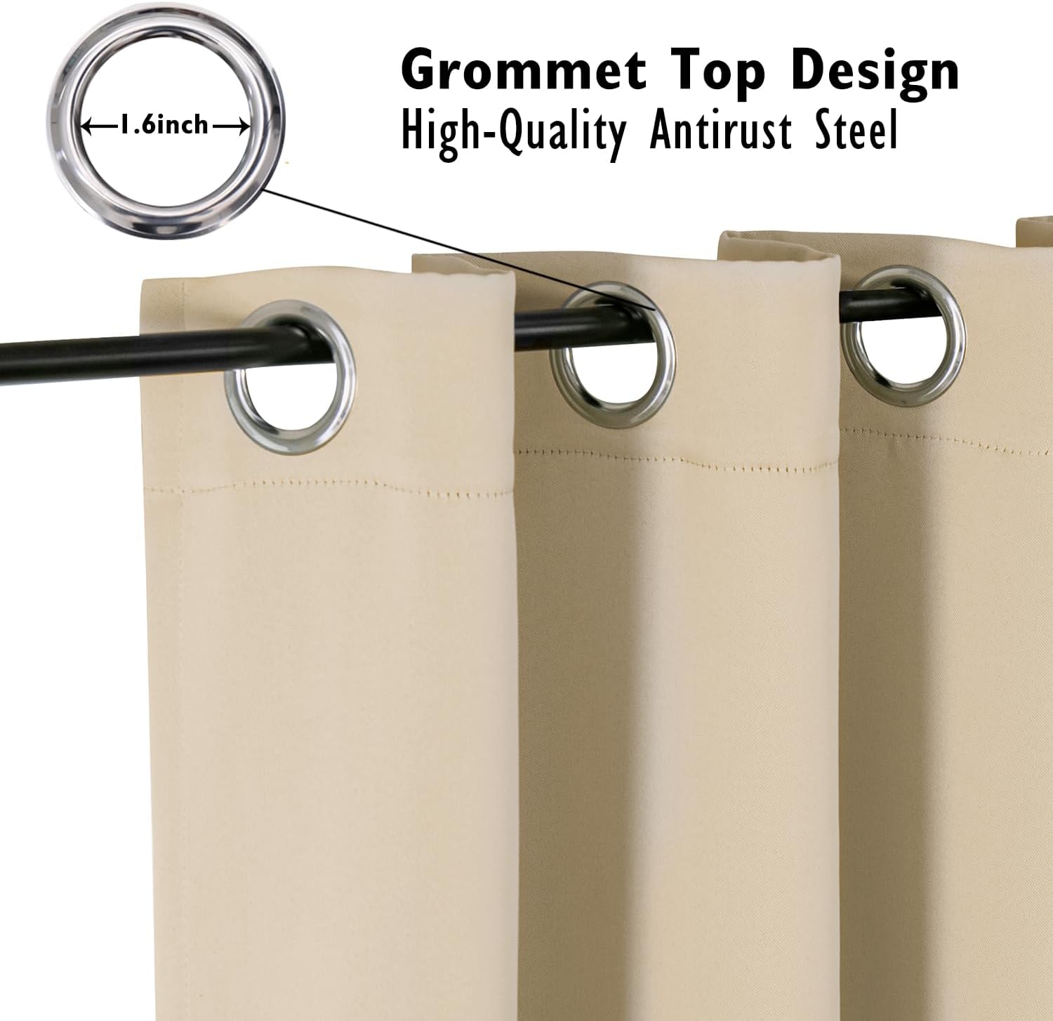 ChrisDowa Blackout Curtains - Thermal Insulated Room Darkening Panels, 95 Inch Long, Biscotti Beige (Set of 2)