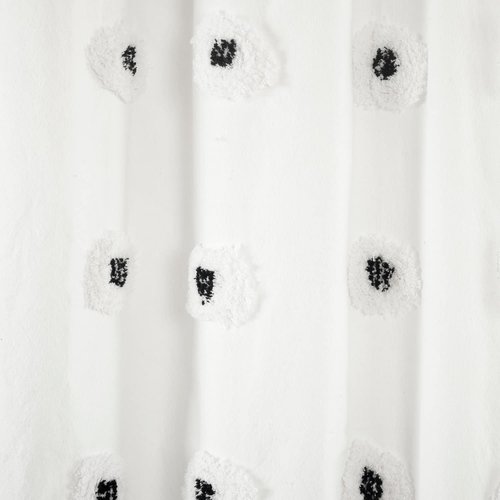 Lush Decor Boho Circle Tufted Yarn Dyed Eco-Friendly Recycled Cotton Shower Curtain, 72" x 72", Black