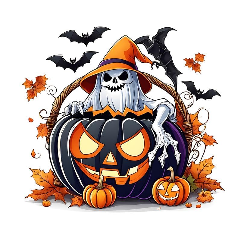 Halloween Ghost Pumpkin Toilet Seat Sticker Decal - Waterproof & Self-Adhesive