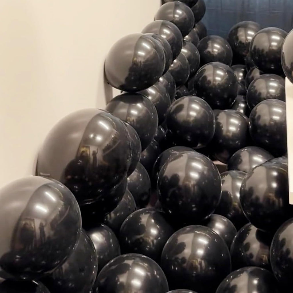 Skiennix 12-Inch Matte Black Balloons - 65 Pieces for Birthday, Graduation & Halloween Decor