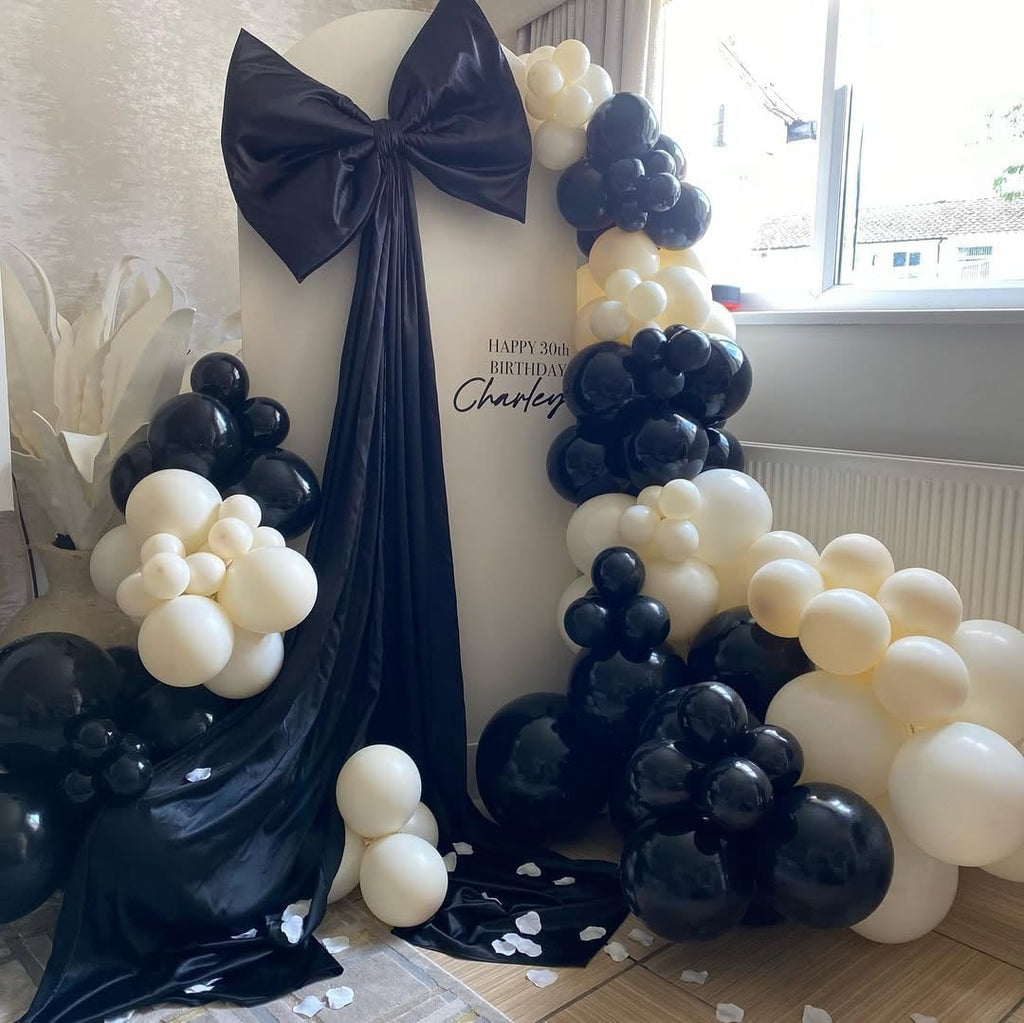 Skiennix 153Pcs Black & Sand White Balloons Garland Arch Kit - 18", 12", 10", 5" Sizes for Birthday & Wedding Decor