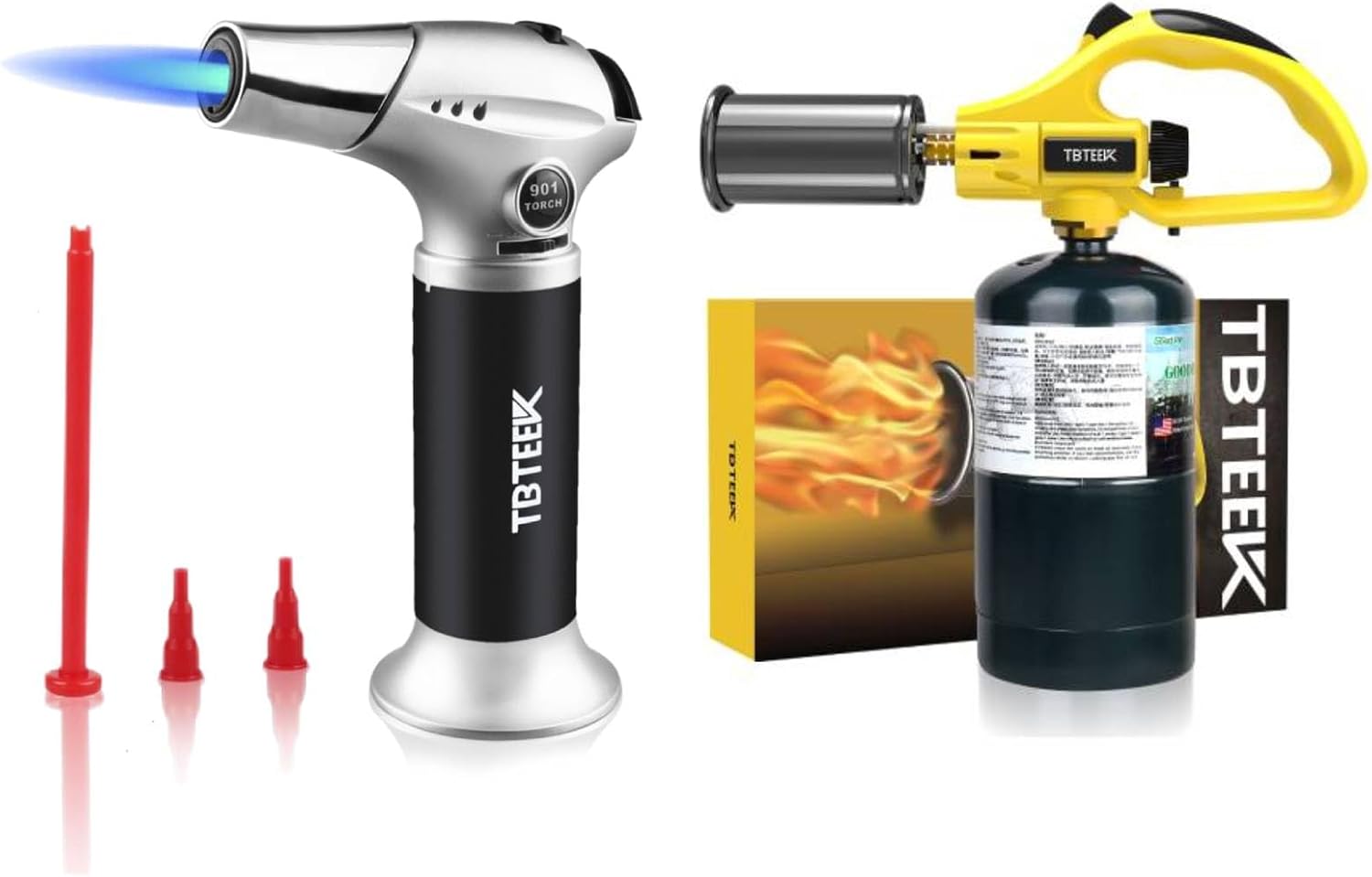 TBTEEK Cooking Torch Lighter - Adjustable Flame & Safety Lock for BBQ, Searing, and Desserts