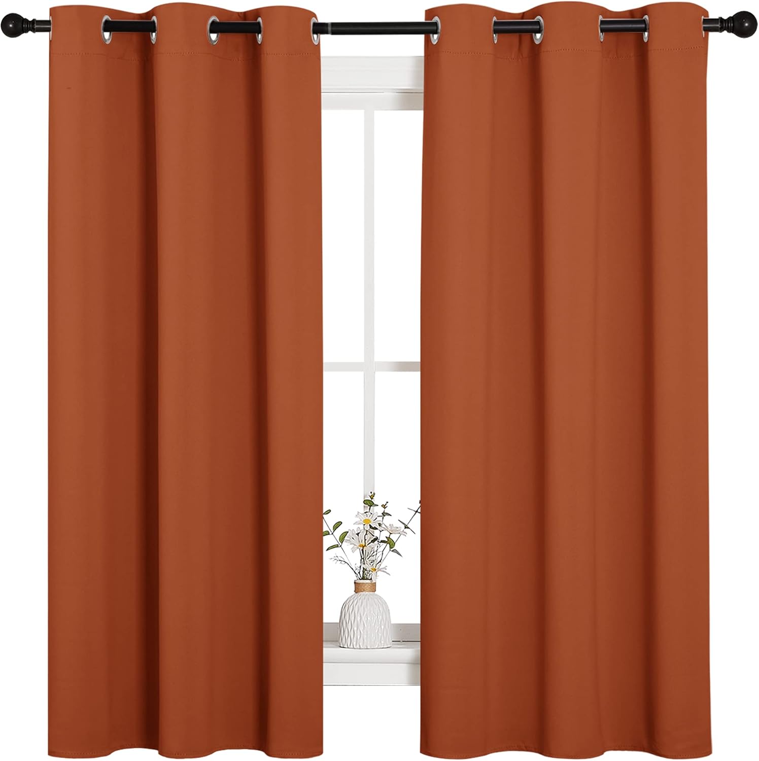 NICETOWN Blackout Curtains - Thermal Insulated Privacy Drapes for Windows | Burnt Orange, 42 x 63 Inches