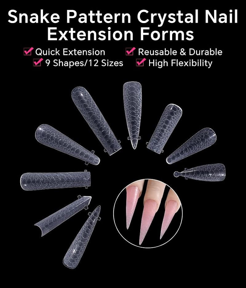 KADS Snake Print Dual Nail Forms 120pcs Lipstick Shape Tips
