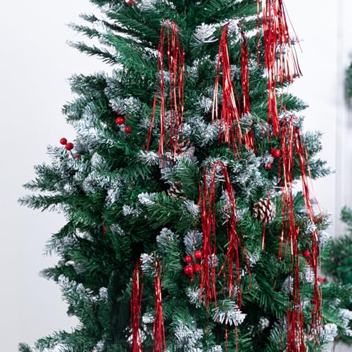3000 Strands Red Christmas Tinsel Icicles - Metallic Foil Fringe Decorations