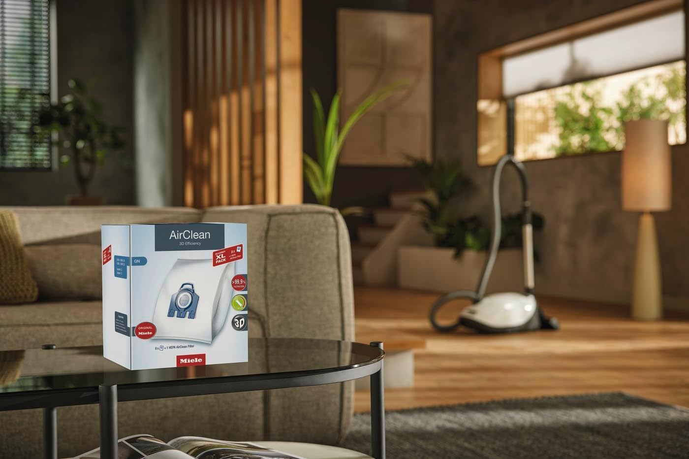 Miele AirClean Type GN Dust Bags - Allergy XL-Pack with 8 Bags, 2 Pre-Motor Filters & 1 HEPA Filter