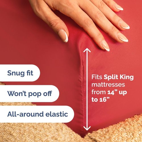 Flex Top Split Head King Sheet Set - Comfy, Breathable & Cooling Luxury Bedding - Ultra-Soft, Deep Pockets, Oeko-Tex Certified - Red