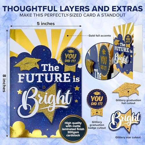 Graduation Cards 2026 Set - Handmade Gold Foil & Glitter, 5x8in