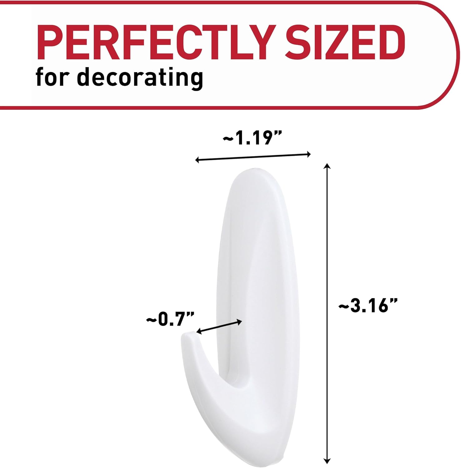 Command Large Designer Hooks - Damage-Free Wall Hook Holds Up to 5 lb | 16 Hooks & 24 Adhesive Strips for Easy Organization