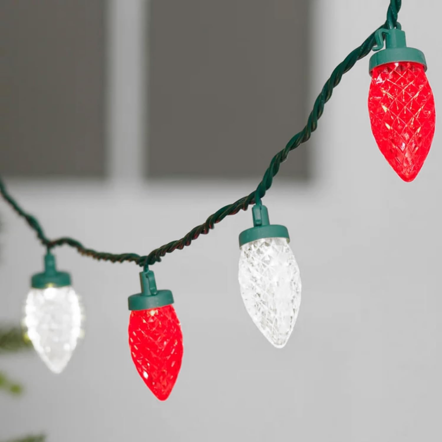 TW SHINE C9 Christmas Lights - 100 LED 66 FT Waterproof String Lights | 8 Modes Timer for Indoor & Outdoor Decor (Red and White)