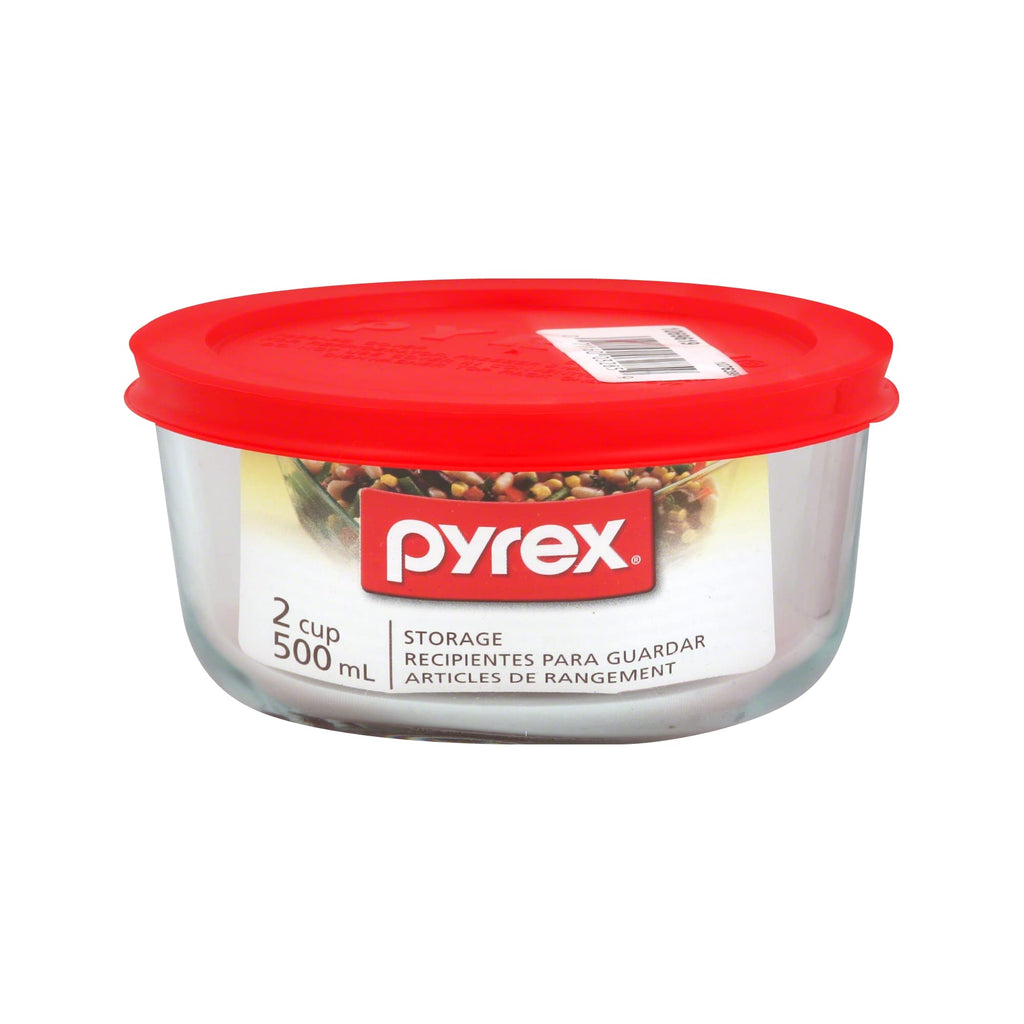 Pyrex Simply Store 2-Cup Single Glass Food Storage Container with Plastic Lid