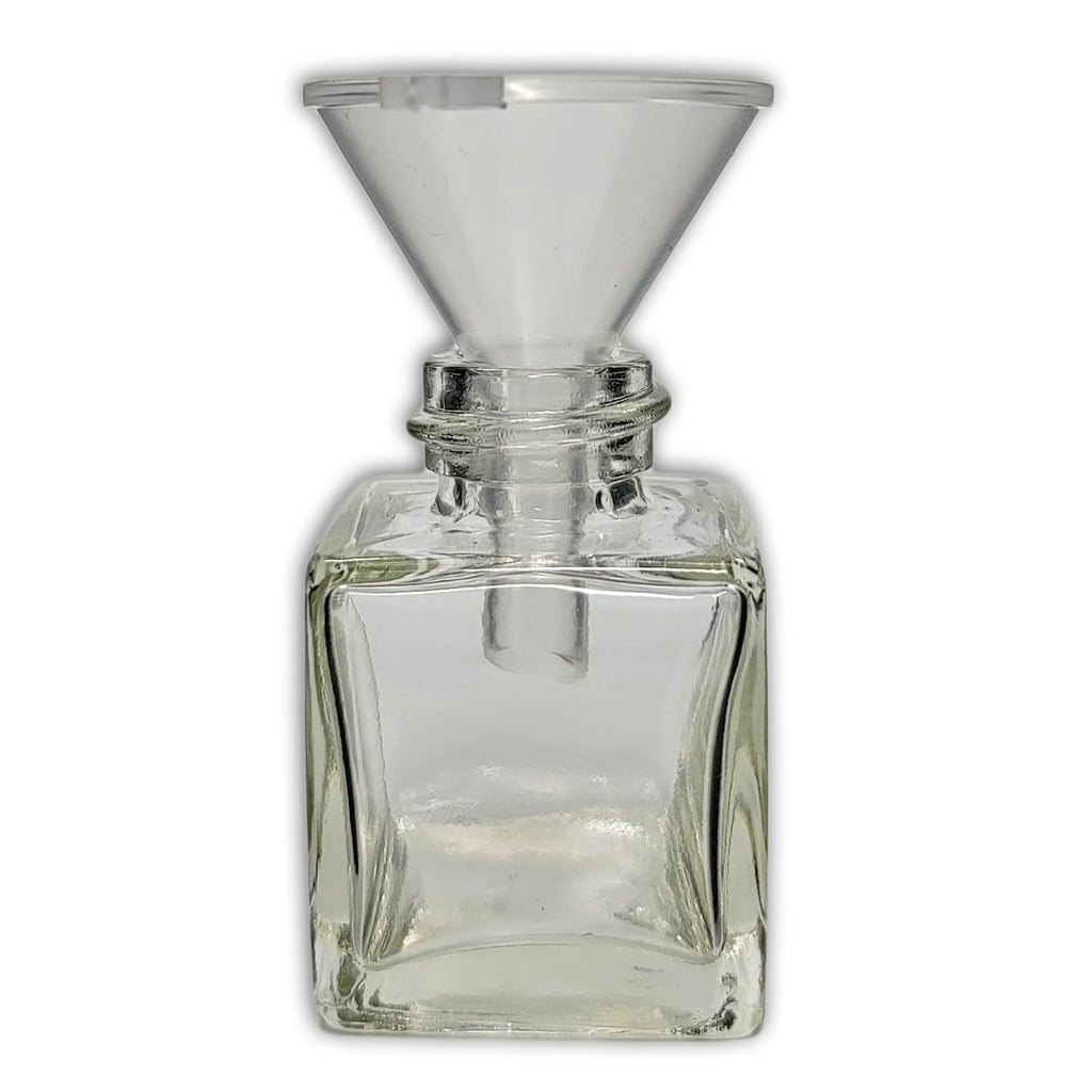 Pack of 2 Clear Glass Mini Cube Salt & Pepper Shakers with Gold-Tone Tops and BONUS Easy Fill Funnel by NetSellsIt