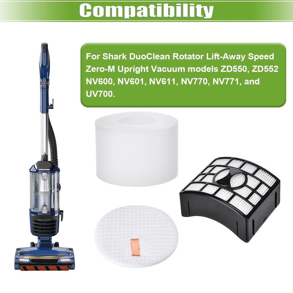 Anicell for Shark UV700 Filter Replacement DuoClean Rotator Lift Away Upright Vacuum ZD550 ZD552 NV611 NV600 NV601 NV770 NV771, 2 HEPA Filters + 4 Foam & 4 Felt Filters, Replace Parts XFF600, XHF600