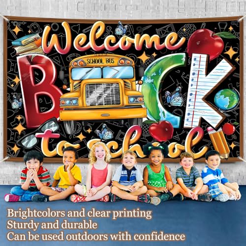 KINGZONE Welcome Back to School Happy Birthday Backdrop - Lel-123 Party Decorations