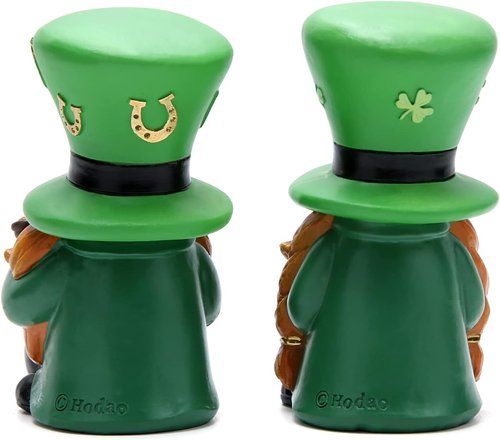 Hodao St. Patrick's Day Gnome Decorations - 2 PCS Green Elf Figurines for Home Table Decor