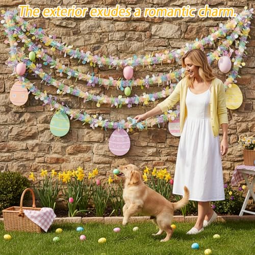 MIRJXB Easter Tinsel Garland - 18M Indoor & Outdoor Holiday Decor
