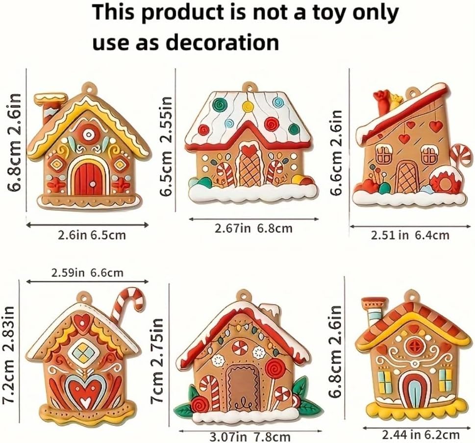 Skiennix Gingerbread House Ornaments - Rustic Christmas Tree Decor | 6-Piece Holiday Set