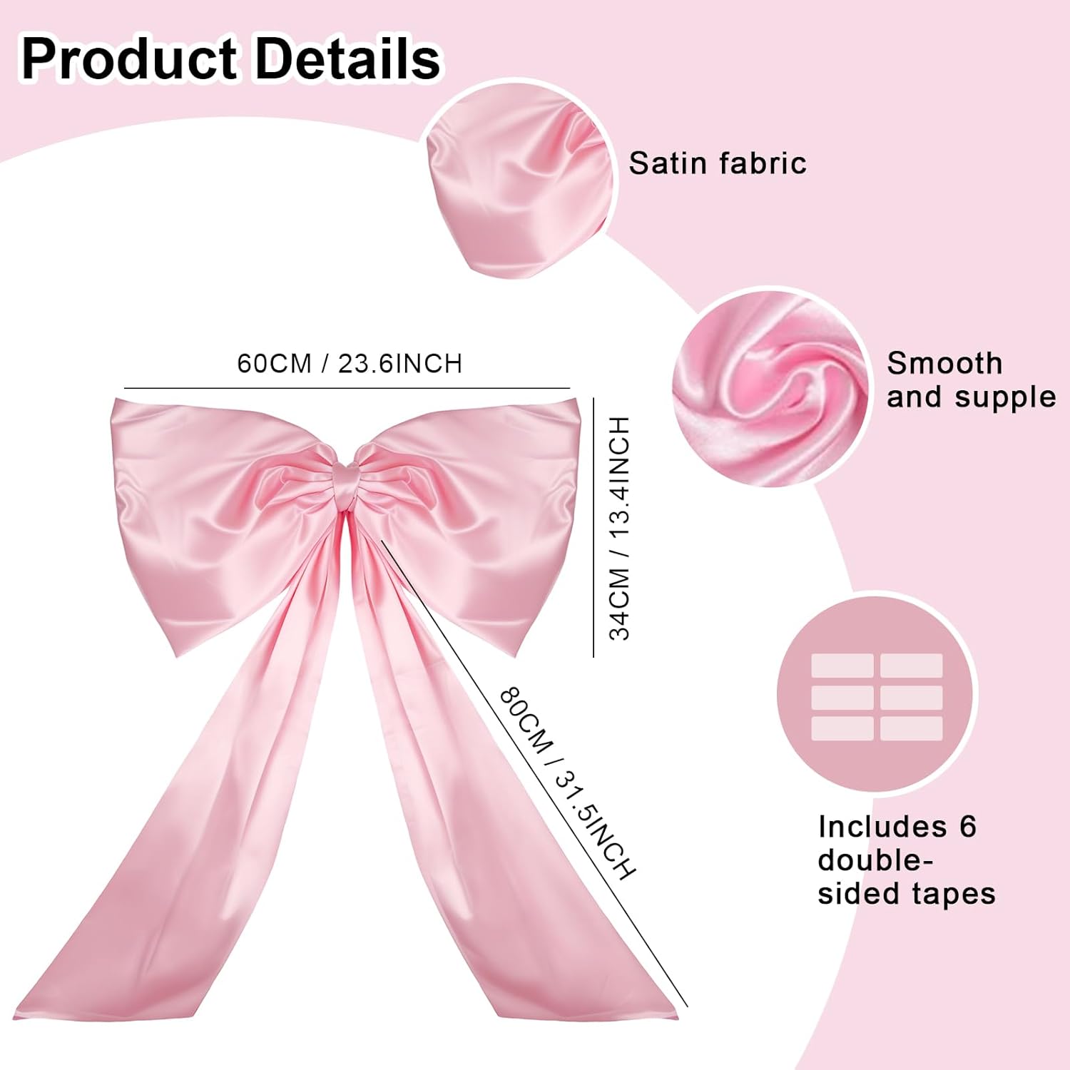 Skiennix Large Pink Bow Decor - 24 x 36 Inches | Perfect for Baby Showers & Birthday Parties