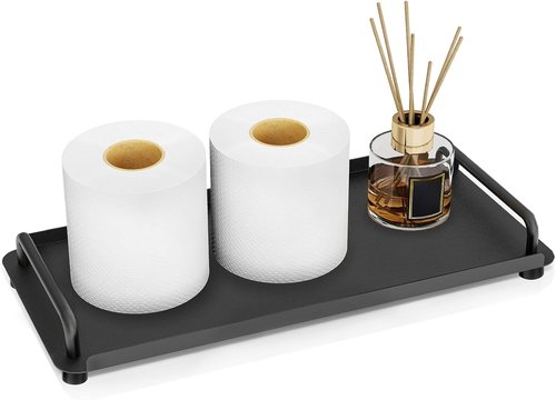 Gypie Toilet Paper Basket - Stylish Bathroom Storage Tray with Handle | Black Color
