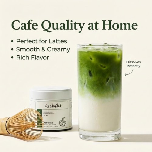 Isshiki Matcha Powder - Premium Ceremonial Grade Yabukita Green Tea from Kyoto - Authentic Japanese Matcha - 30G | 20 Servings