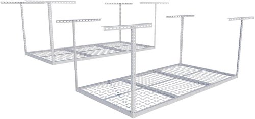 FLEXIMOUNTS Overhead Garage Storage Rack - Adjustable Ceiling System | 72" x 36" x 40", 900lbs Capacity, White