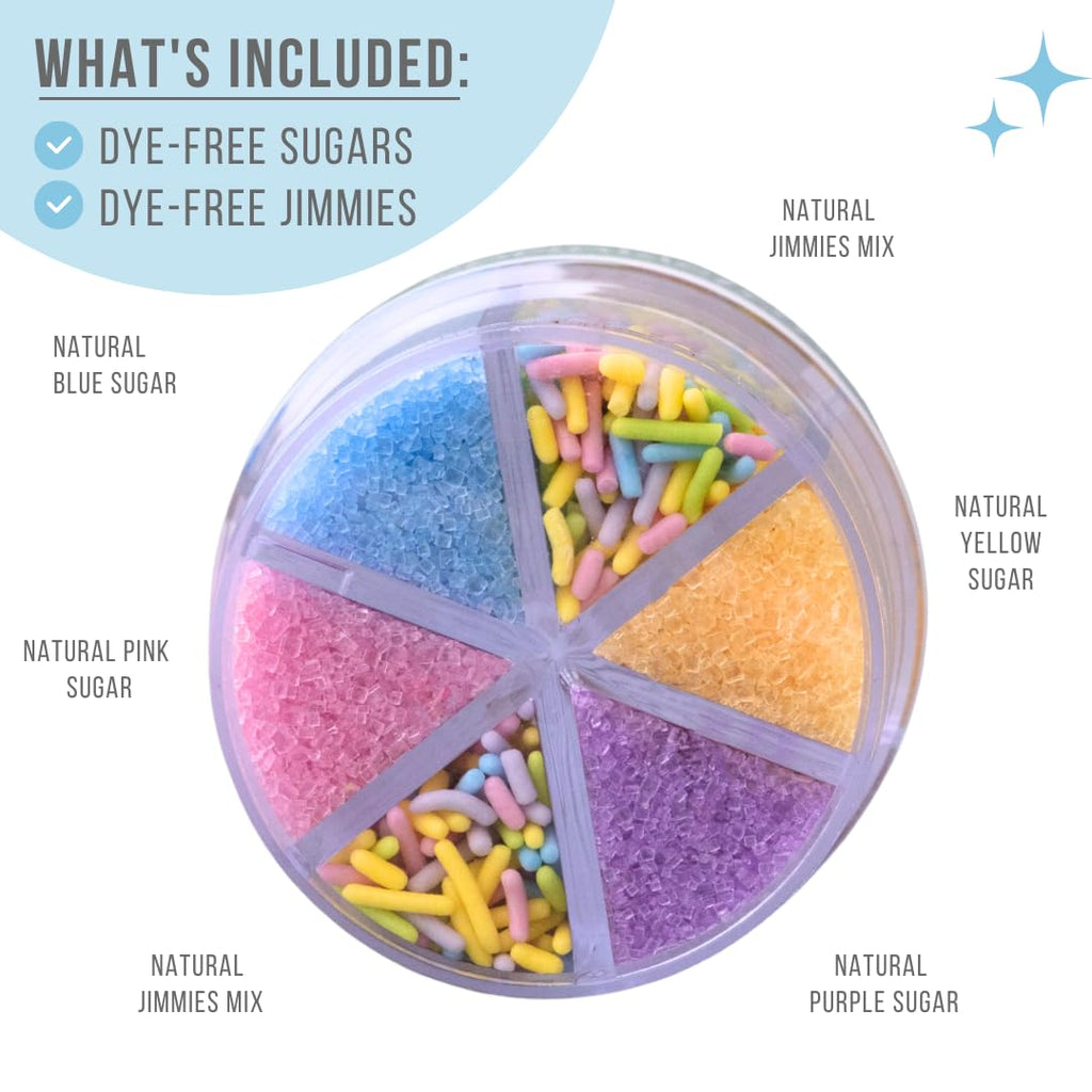 Sweets Indeed Dye-Free Pastel Sprinkles - Vibrant Yellow, Blue, Purple & Pink | 2.75 Ounces Edible Cake Decorations