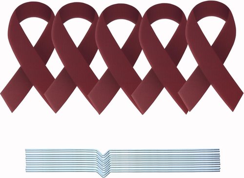 Large Ribbon Awareness Yard Sign - Waterproof Health Awareness Lawn Stake with Metal Stakes | Burgundy