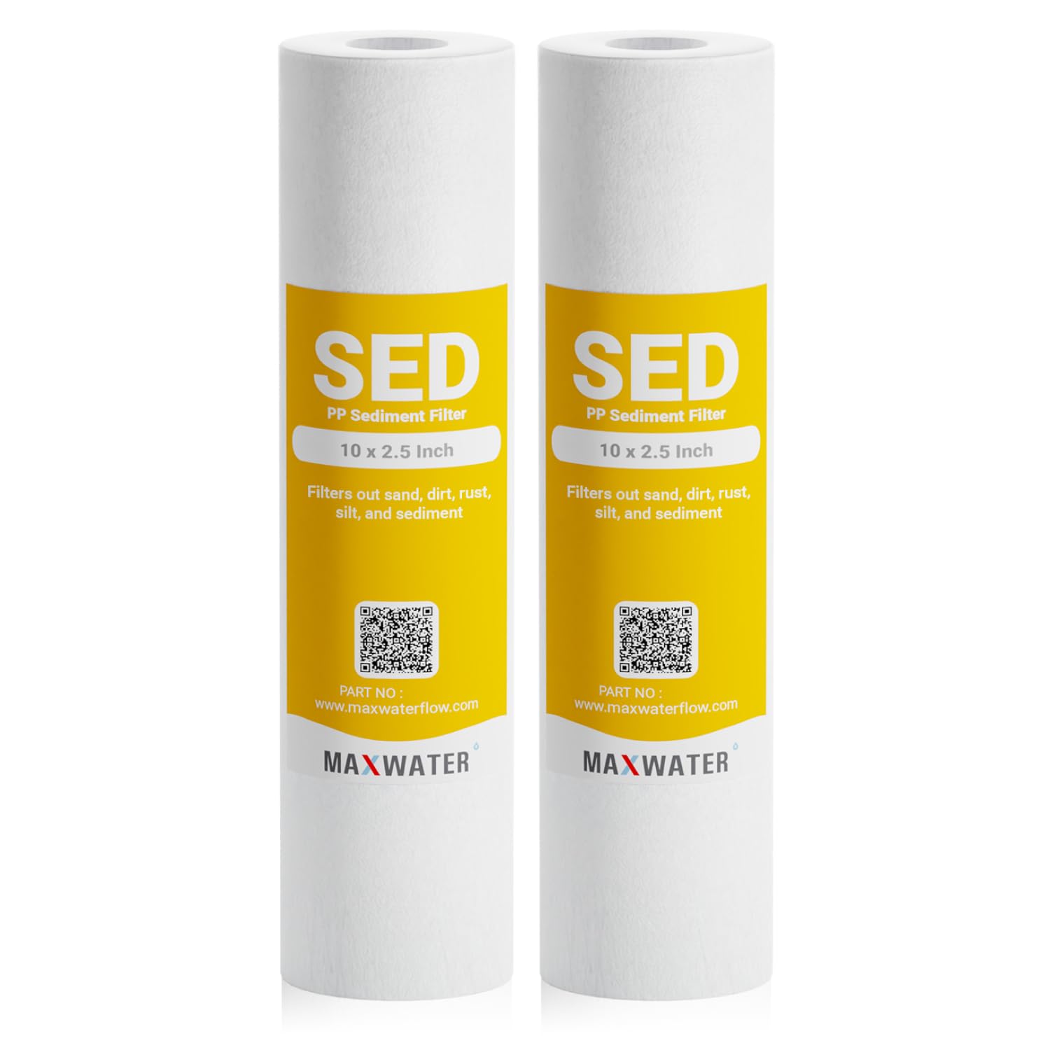 50 Pack of 10 Micron 10" x 2.5" Inch Polypropylene Sediment Filters compatible with 10" Standard RO Reverse Osmosis and WH Whole House Systems