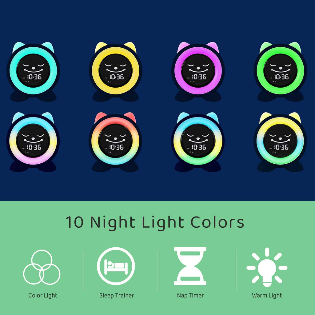 FiveHome Toddlers Sleep Training Clock, Ok to Wake Clock with Red Green Light,Emoji,Nap Timer, Gift Idea for Toddler Girls Boys