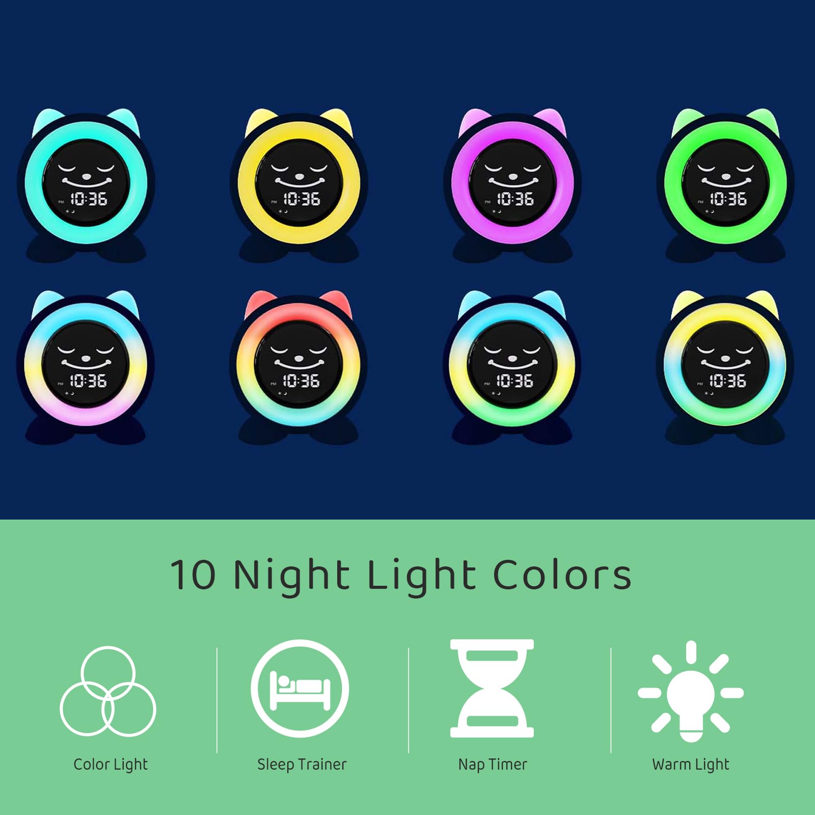FiveHome Toddlers Sleep Training Clock, Ok to Wake Clock with Red Green Light,Emoji,Nap Timer, Gift Idea for Toddler Girls Boys