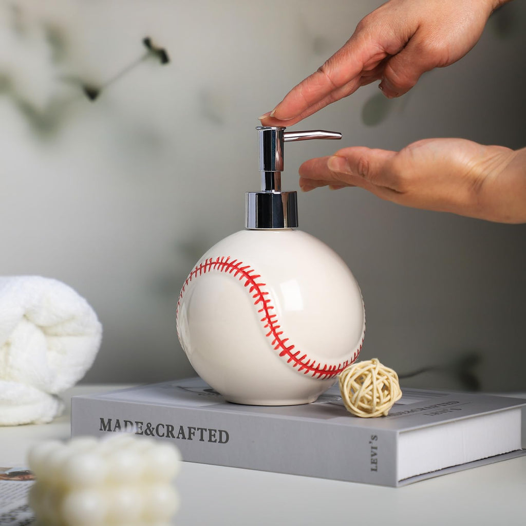 Colias Wing Baseball Shape Soap Dispenser, Plastic Pump, Refillable Lotion Soap Bottle, Lotion Bottle, Hand Soap Dispenser