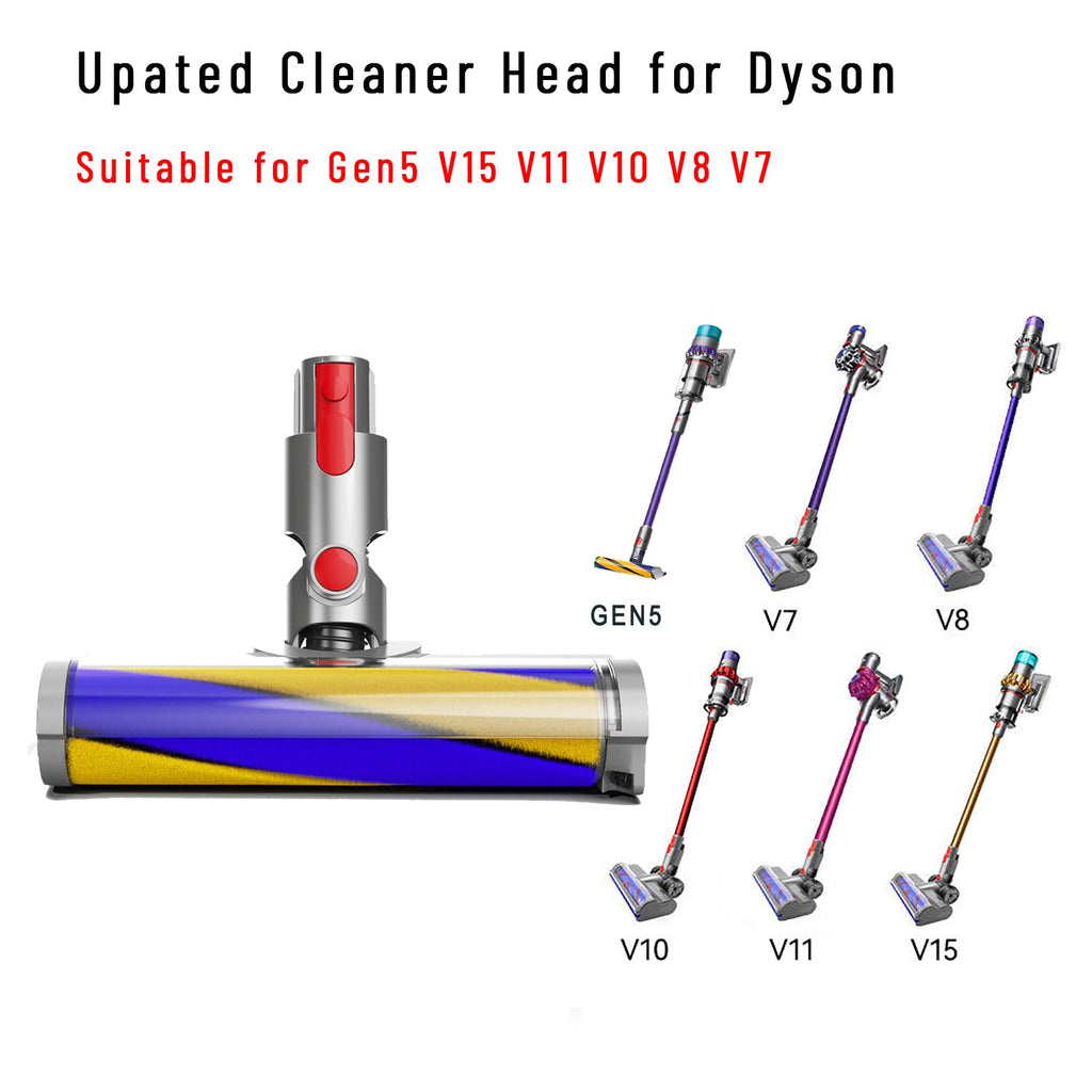 Optic Soft Roller Cleaner Head for Dyson V15 V11 V10 V8 V7 Gen5 Animal Detect Absolute Cyclone, LED Green Light Dust Detect Hardwood Floor Attachment, Anti-Tangle Quick Release Replacement Part