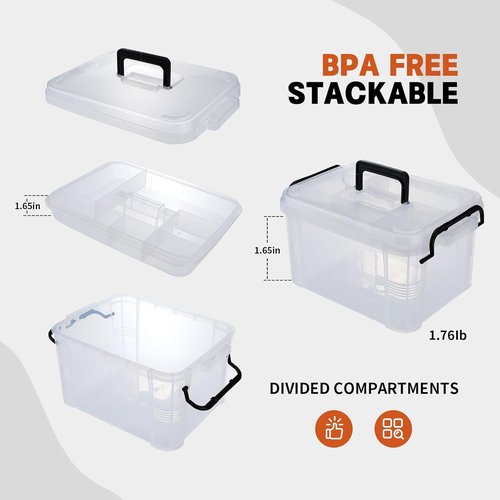 HEY FOLY 15qt Clear Medicine Organizer - Durable Plastic First Aid Storage Box with Labels