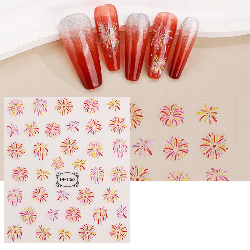 SUMINGGO 4 Sheets Self-Adhesive Nail Art Stickers with Gold and Silver Designs