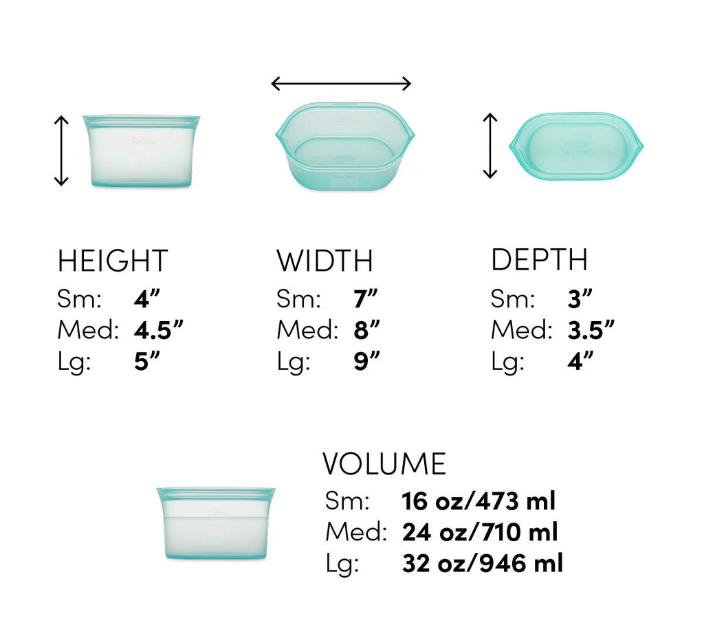 Zip Top Reusable Food Storage Bags | 3 Dish Set [Lavender] | Silicone Meal Prep Container | Microwave, Dishwasher and Freezer Safe | Made in the USA