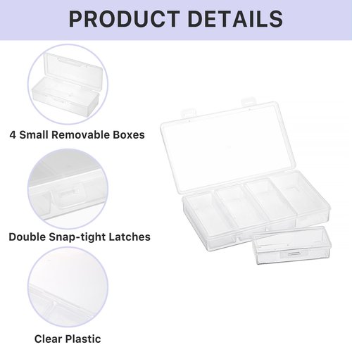 Hipiwe Plastic Cotton Swab Holder for Travel 4 in 1 Compact Cleaning Organizer for Hair Rope Paperclip Clear Dental Floss Sticks Case with Lid Small Travel Container Hair Tie Storage Box