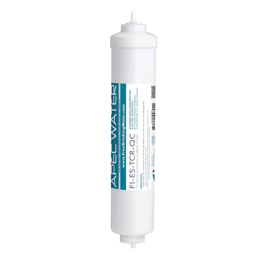 APEC MEM-ES-50 50 GPD Membrane Filter for Reverse Osmosis System and FI-ES-TCR-QC 10" High Capacity Inline Carbon Filter, White