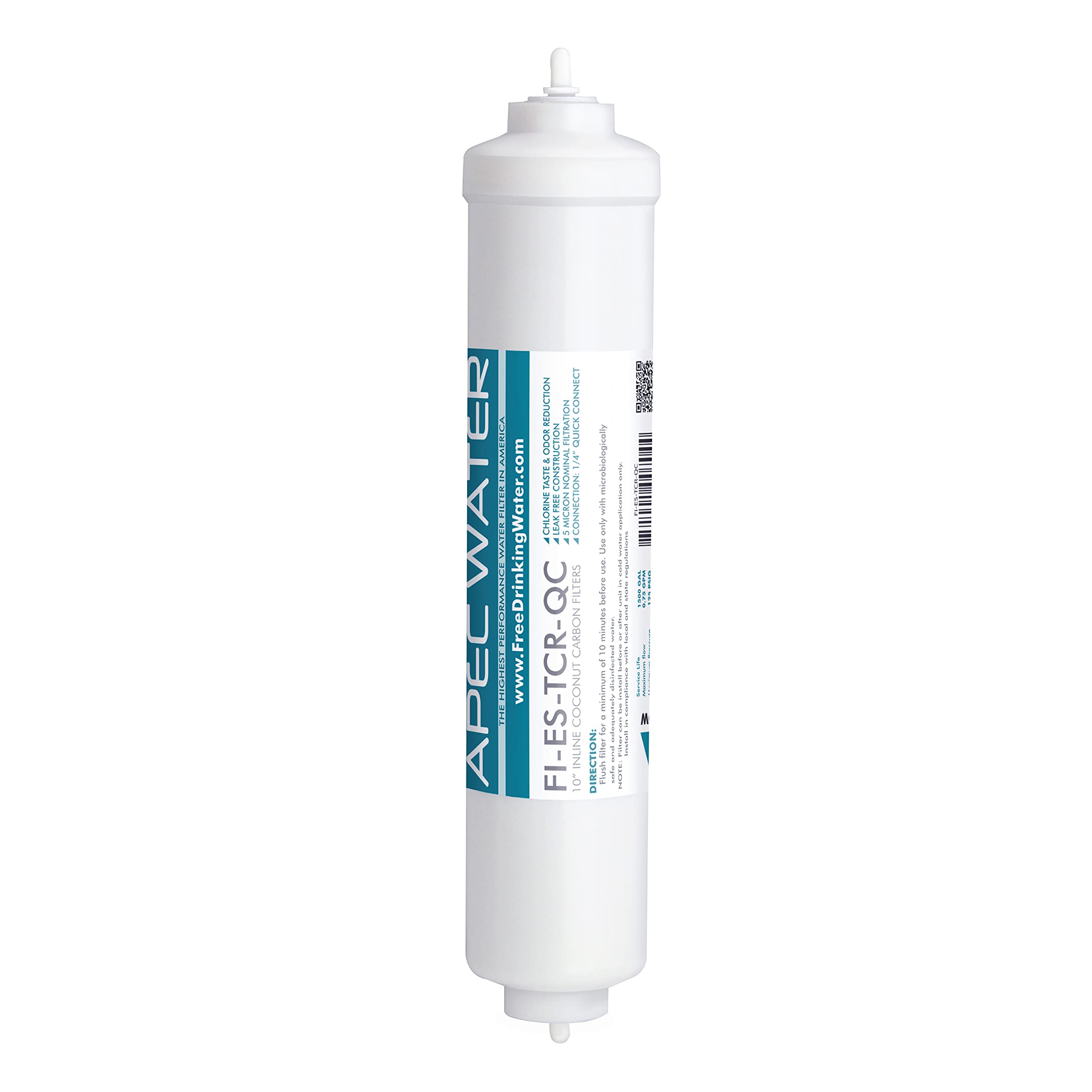 APEC MEM-ES-50 50 GPD Membrane Filter for Reverse Osmosis System and FI-ES-TCR-QC 10" High Capacity Inline Carbon Filter, White